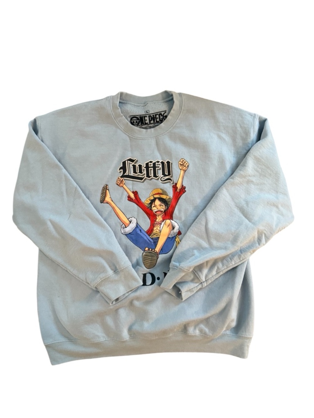 Onepiece Luffy Light Blue Crewneck Sweater Size Large
